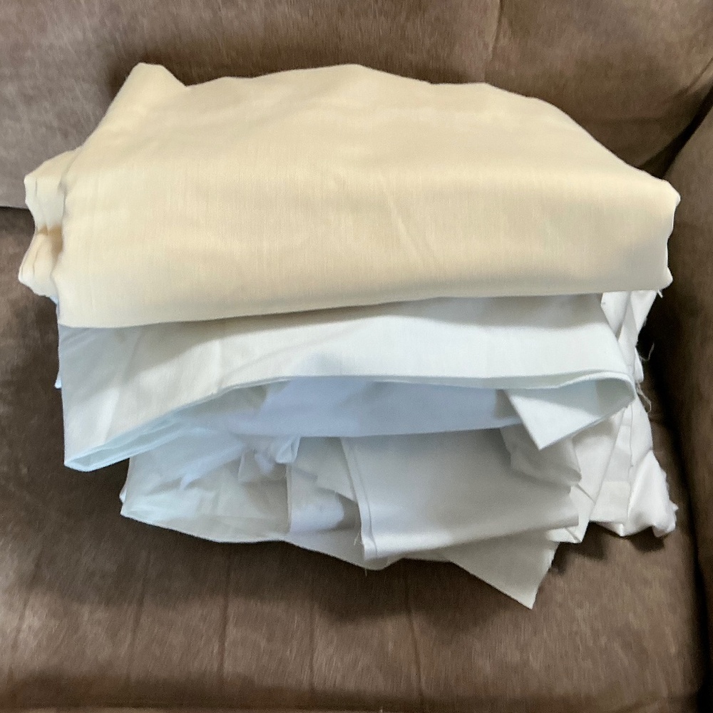 White and Cream Colored Sheet Material Remnants For Scrap Quilting